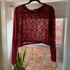long sleeve semi-sheer crop